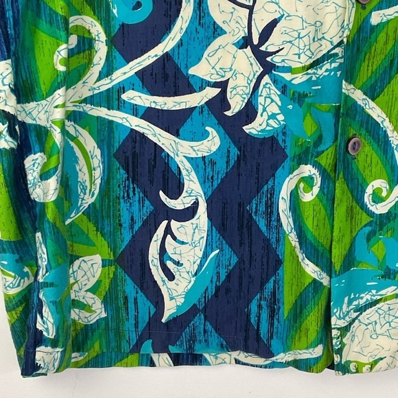 Vintage Hawaiian Shirt Mens Aloha‎ Fashions Blue Green Floral Button Up Size M - Picture 3 of 7